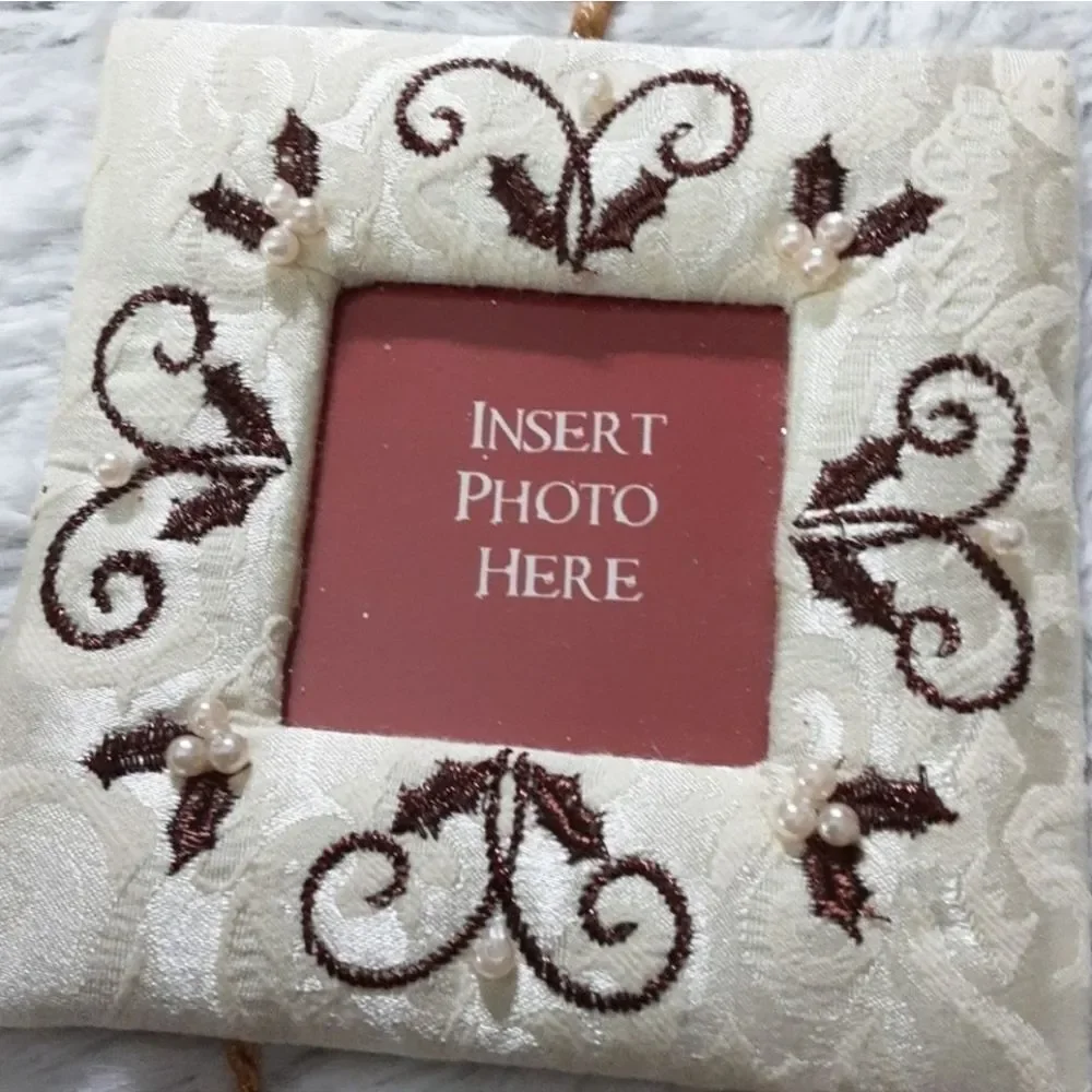 Tree Ornaments Set of Two Embroidered Brocade‎ Picture Frames 3